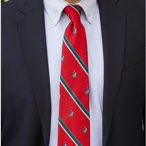 Vtg Briar Mens Neck Tie All Silk Golf Red Striped Switzerland‎ Made USA